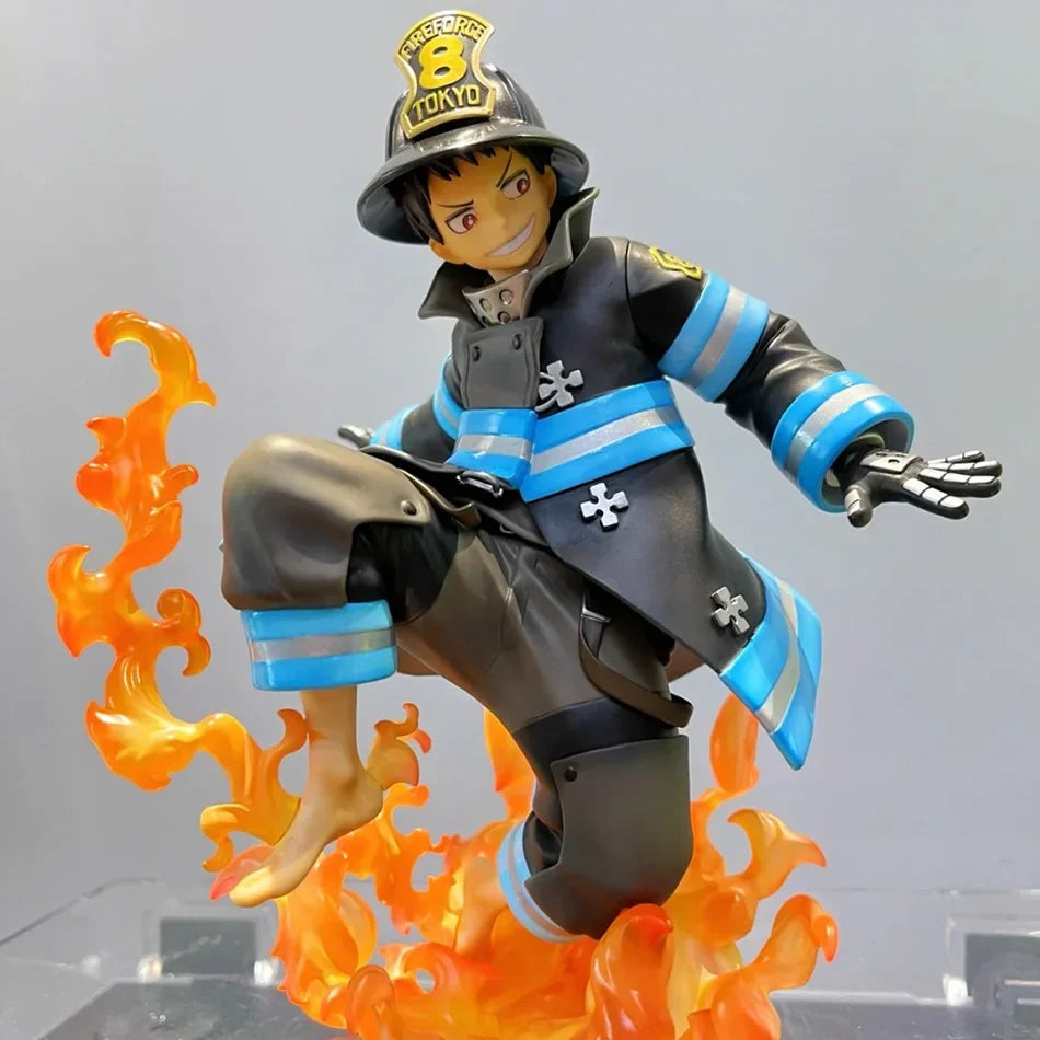 In Stock 16CM Shinra Kusakabe Figure Anime Fire Force Special Effect Blood Desktop Doll Golf Model Toy Gift Collection Ornaments