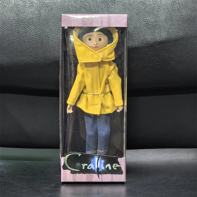 NECA Coraline Doll Anime Articulated Figure The Secret Raincoat Sweater In Striped Shirt Toy LA Girl Decoration Model Toys Gifts