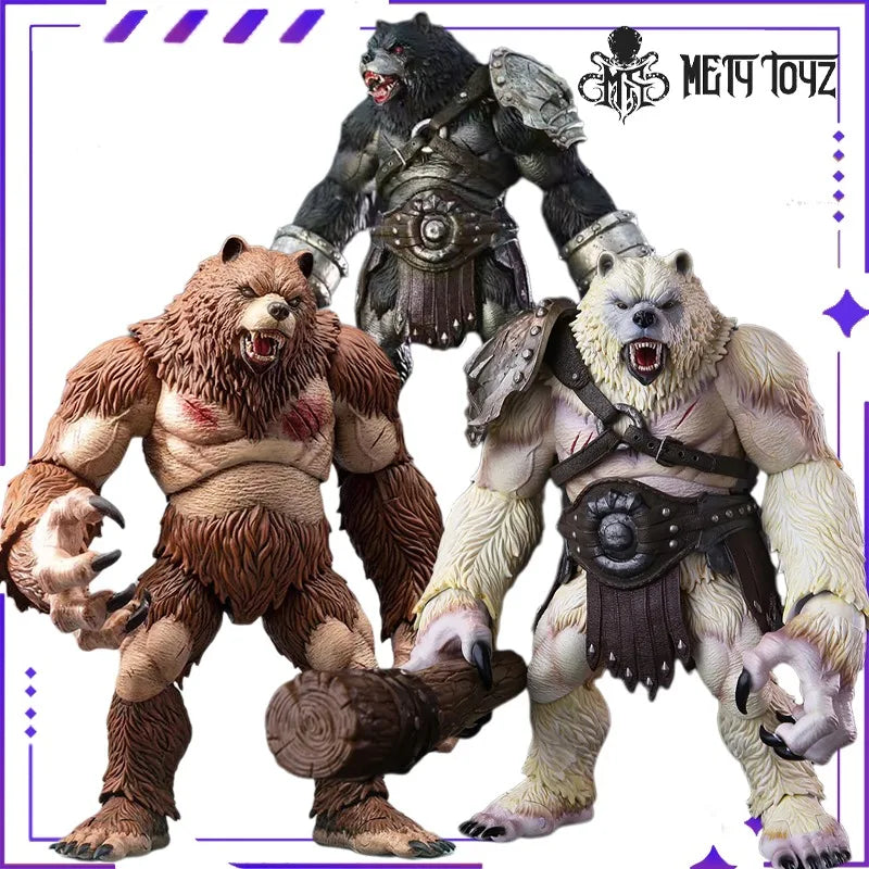 METYTOYZ Original Brown and White Bear Man Panda Warrior Broken Claw Mobile Doll Model Handmade Toy Ornament Gift Collection