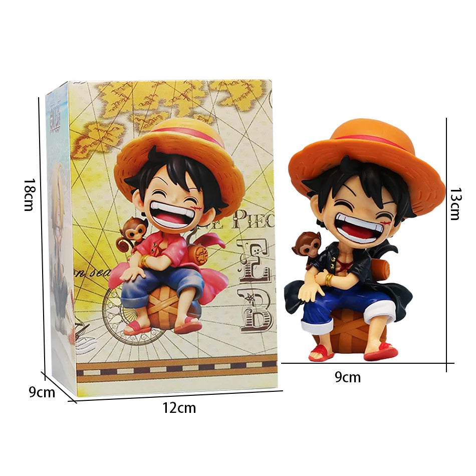 One Piece Handheld Luffy Solon Portgas·D· Ace Sitting Yamato versión Q juego de moda dibujos animados Anime coche ornamento rega