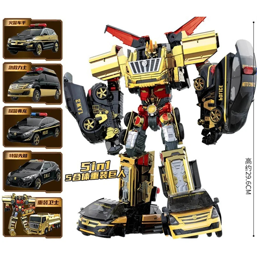 5 IN 1 Carbot Safari Saver Verformbarer Roboter zu Auto Spielzeug Actionfiguren Penta Storm Modell Deformationsautos Spielzeuggeschenk