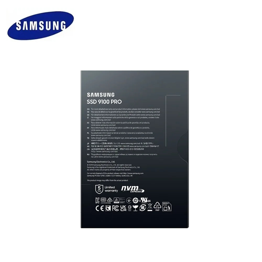 SAMSUNG SSD Memory MZ-VAP1T0BW 9100 PRO Internal SSD PCIe 5.0 x4, NVMe 2.0 Hard Drive SSD for Gamers Compatible PC Playstation 5