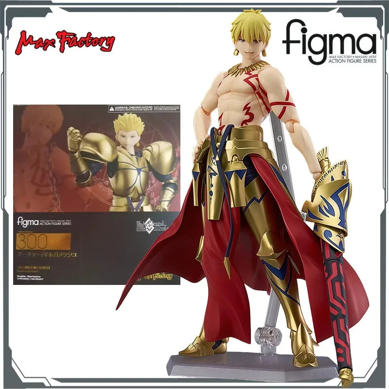 Max Factory Figma #300 Gilgamesh-160mm PVC/ABS Puppe Bewegliche Gelenke Rüstung Akzente Sammlerstück für alle Altersgruppen Anime-Figur mit Standfuß