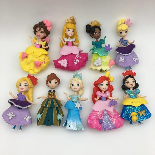 Ariel Tiana Rapunzel Aurora Mini Dress Up Dolls Can Be Dressed Up Q Version of The Cartoon Peripheral Model Children's Toys