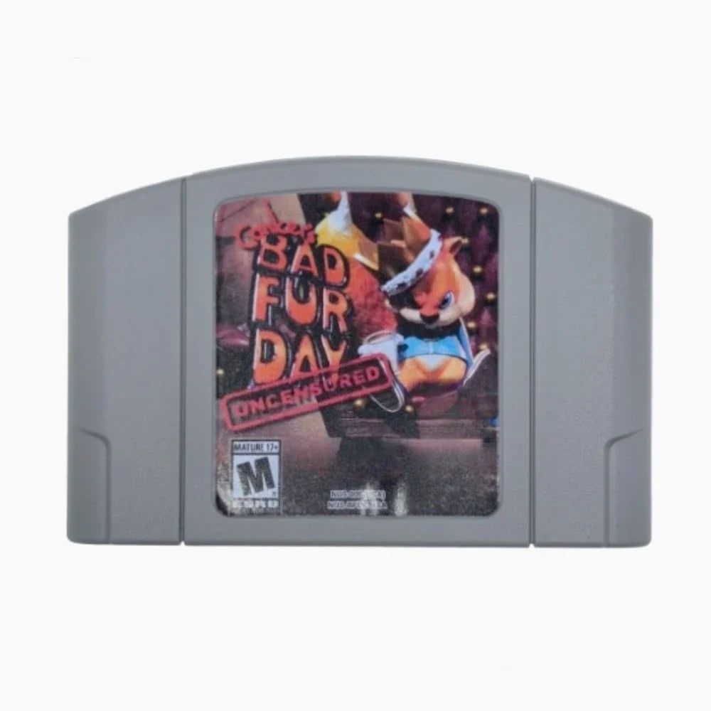 N64 Game Cassette, US Version,Conker's Bad Fur Day(Uncensored)， 64-bit English Game Cassette, Collection Hobbies, Toy Gifts