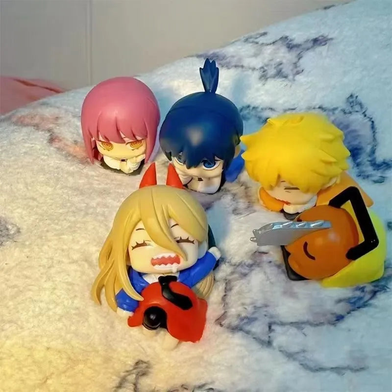 Anime Chainsaw Man Denji Figure Sleeping Position Pochita Power Makima Figure Q Verision Reze Collectile Toy Hayakawa PVC