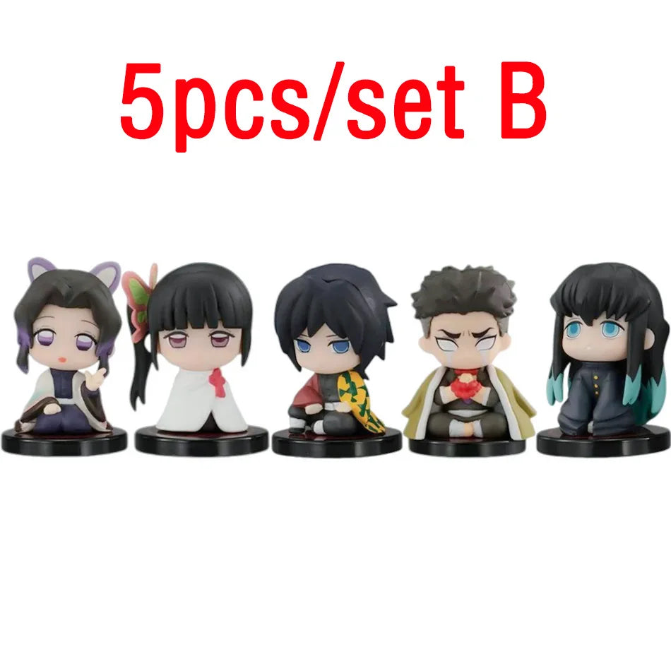 Anime  Demon Slayer Sitting Ghost Doll Anjiro Nidouzi Inosuke Zenizu 10pcs Set Q Version Figure Action Figure Movie Model Toy
