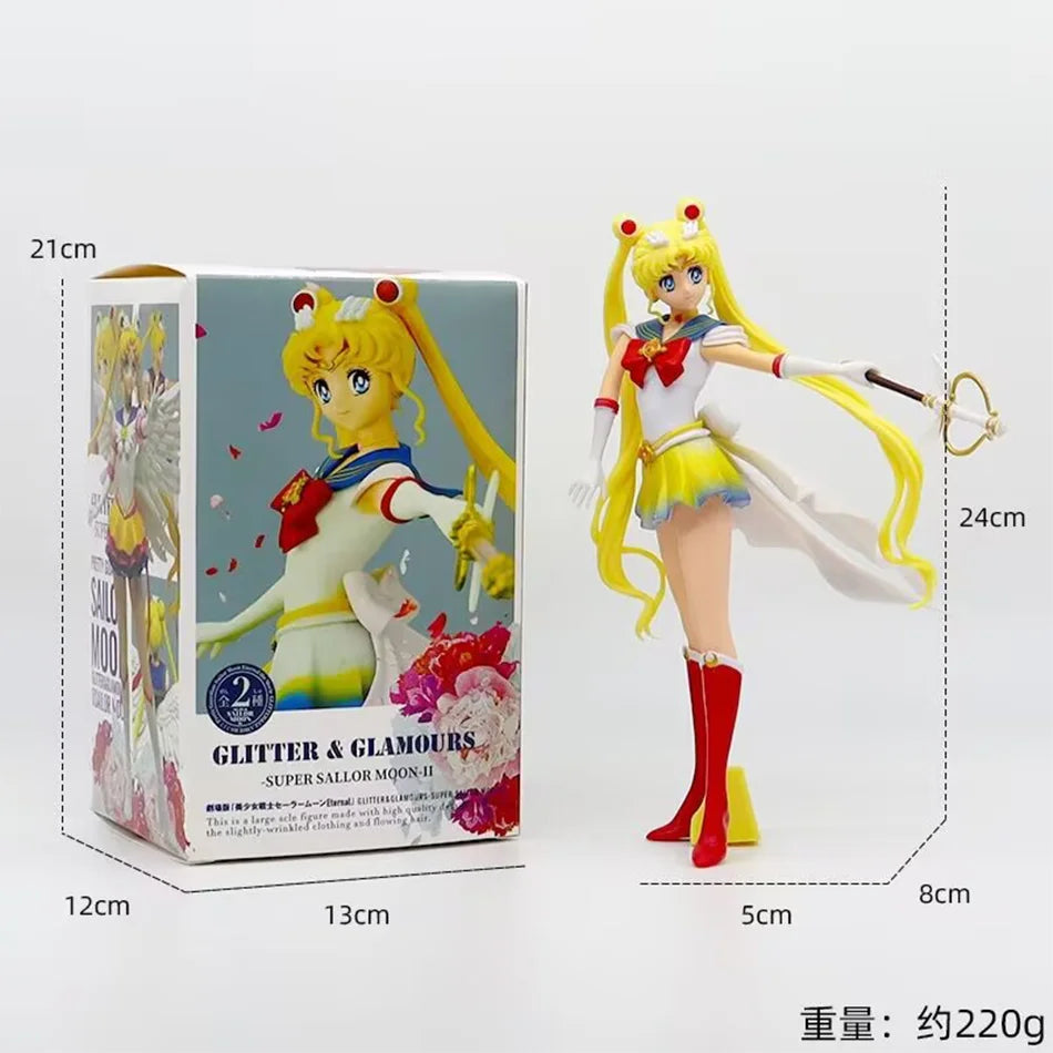 Sailor Moon Figure Anime Cartoon Jupiter Makoto Venus Minako Tsukino Rabbit Doll Toy Little Princess Cake Decoration Ornaments