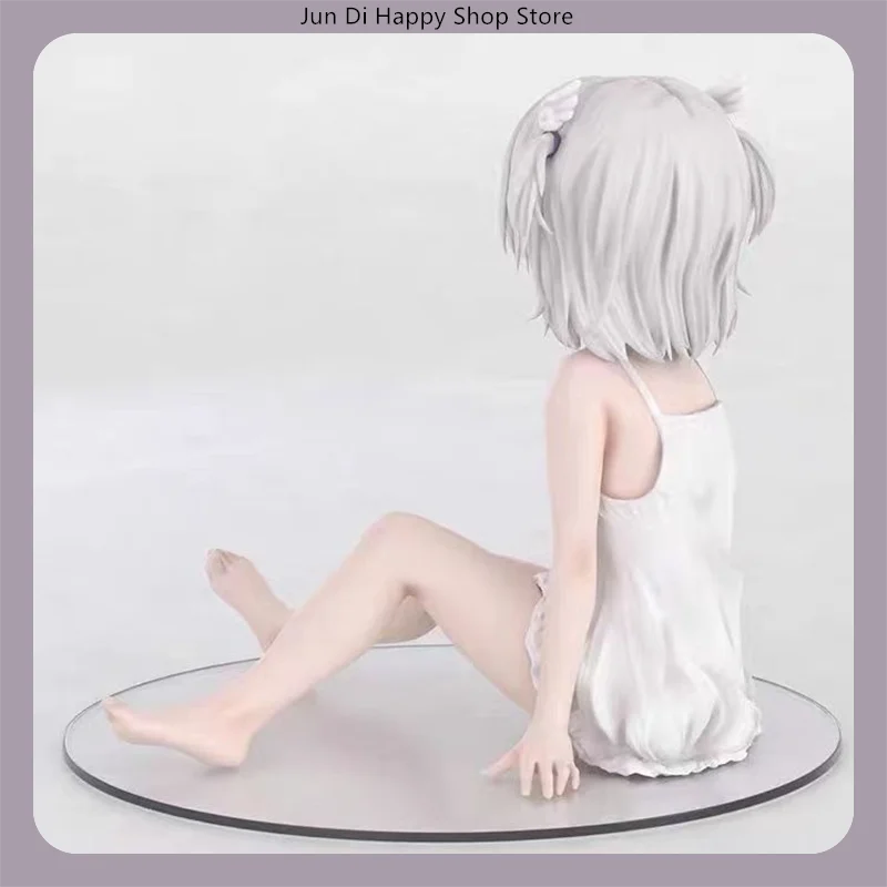 10cm White Hair Anime Girl Sitting Pose Anime Figure Model Statue Collection Desktop Decoration Ornament Toy Gift for Fans