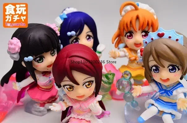 Original BANDAI LoveLive! Sunshine Aqours Gashapon Toy Watanabe You Sakurauchi Riko Kanan Matsuura Kit Mini Action Figures Doll