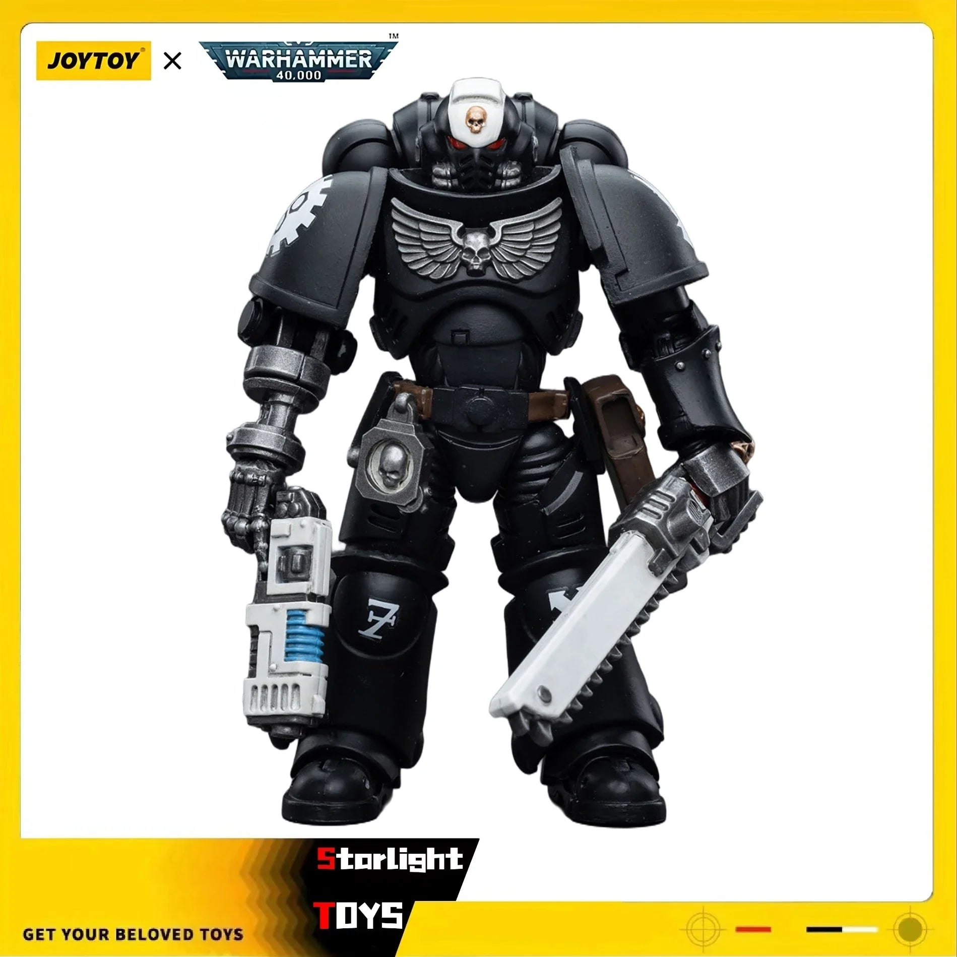 JOYTOY 1/18 Action Figure Warhammer 40K Iron Hands Assault Intercessors Sergeant Kalock Model Toy Gifts