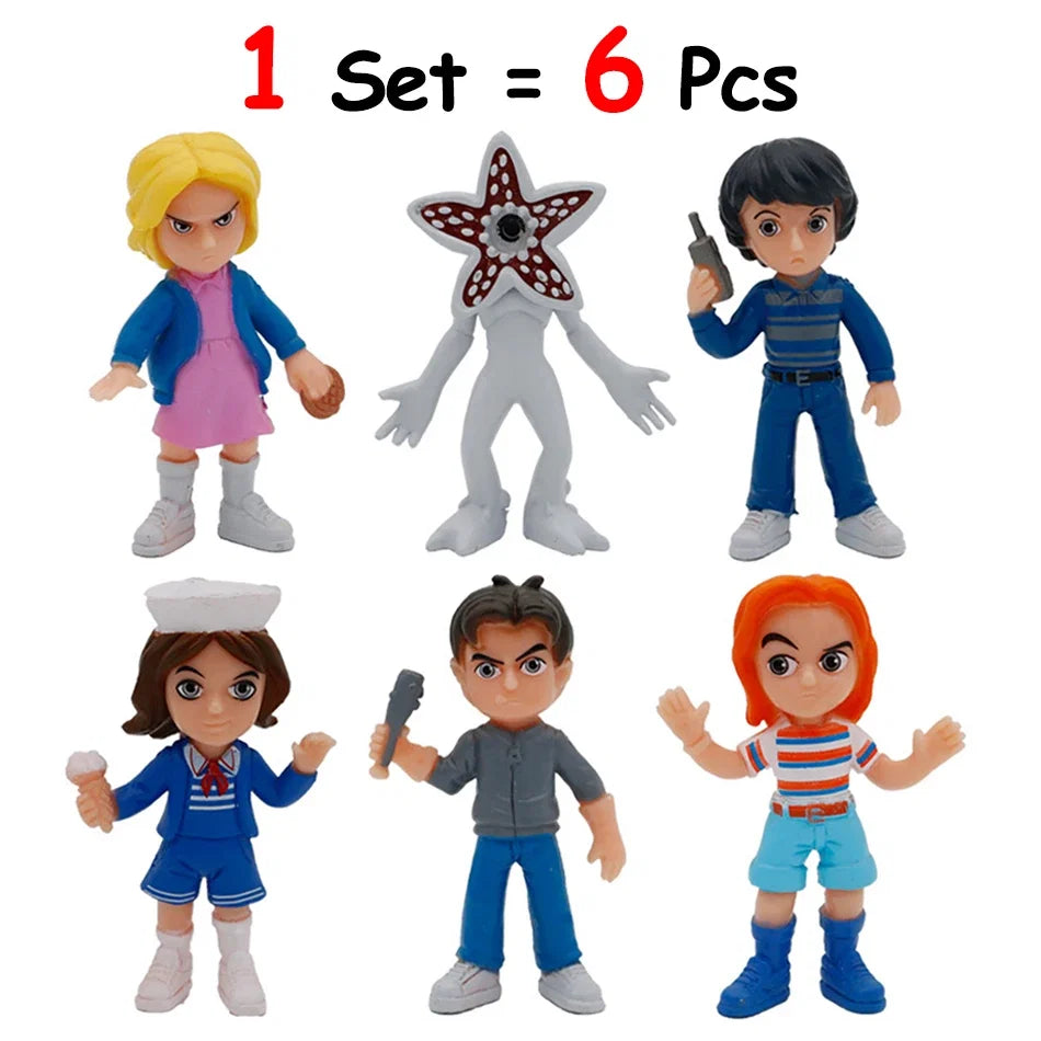 6Pcs/Set New Stranger Q Version Things Anime Action Figures Set PVC Monster Man-eating Flower Anime Figures Decoration Model Toy