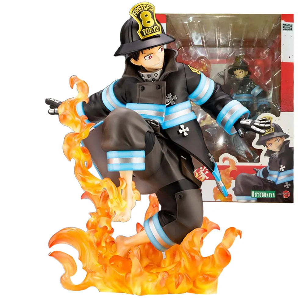 16CM Shinra Kusakabe Figure Anime Fire Force Special Effect Blood Desktop Doll Golf Model Toy  Gift Collection Ornaments PVC
