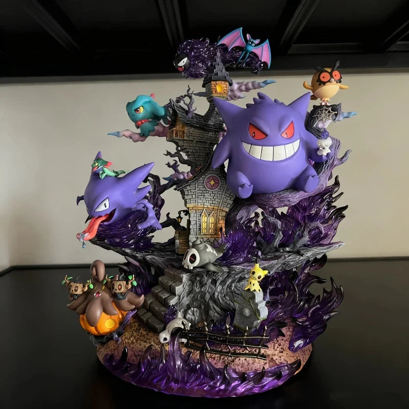 PokéMon 31cm EGG Ghost Type Family Set Figure Gengar Evolution GK Model PVC Anime Statue Toy With Base Desktop Ornament Boy Gift