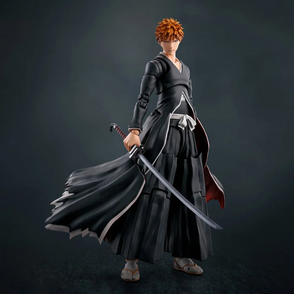 In Stock BANDAI Bleach SHT Kurosaki Ichigo Getsuga Tensho Joints Movable Original Model Kit Action Figure Toy Gift Collecting