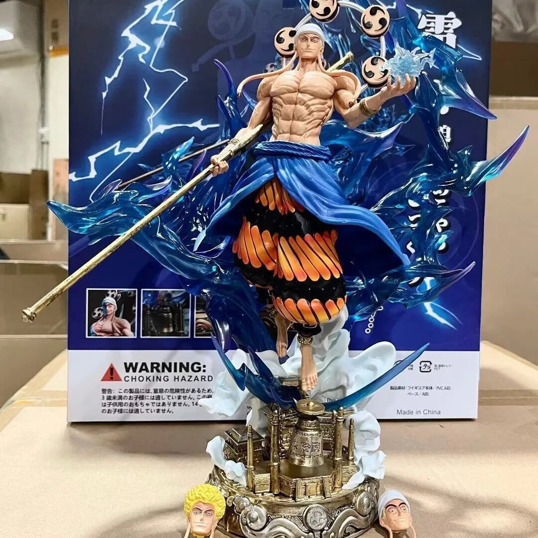 One Piece Enel Thunder God Light Up Double Head Sculpt Anime Action Figure Statue Desktop Decoration For Anime Fans Gift