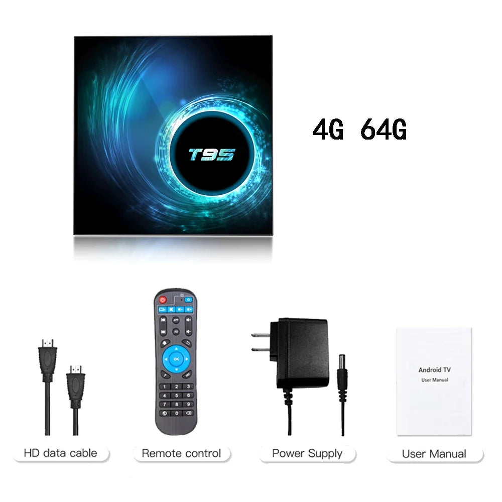 T95 Android TV Box Smart Android 16 H616 Quad Core Dual Band Wifi 2.4G 5G Ram 8GB Rom 64GB 128GB Global Media Player Set Top Box