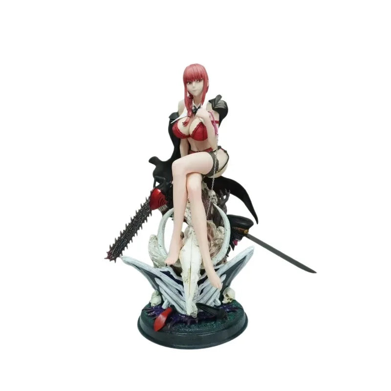 Chainsaw Man Makima Bikini Version Seated Statue, Interchangeable Parts & Poseable Figure, Anime Collectible Gift