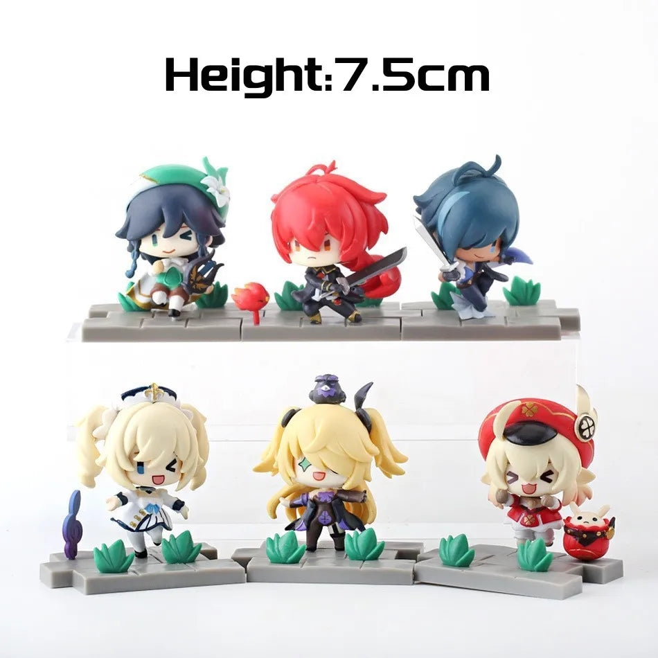 Anime Genshin Impact Kawaii Figure Paimon Amber Klee Kelly Action Figure Cute Game Figurine Model Kid Toys Children's Day Gifts