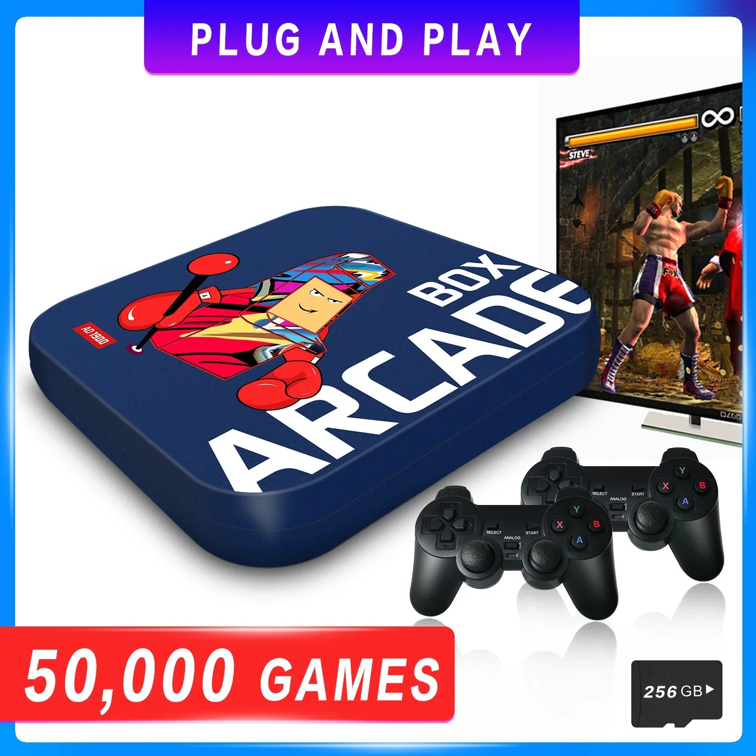 Arcade Box Video Game Console for PS1/DC/N64 50000+Games Game Box Plug and Play Game Console 4K HD Display Emulator Console