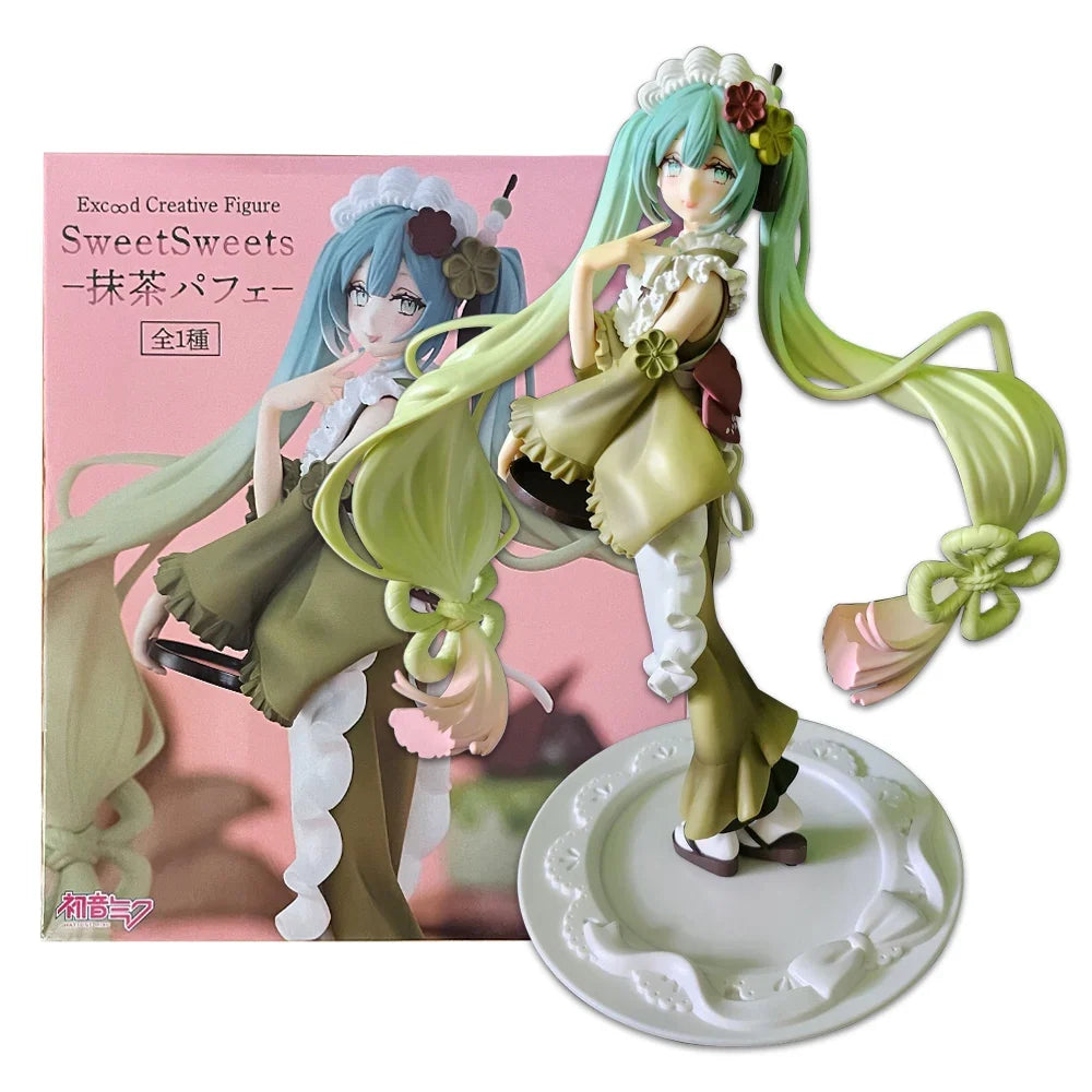 20C Hatsune Miku Figure Creative Sweet Matcha Parfait Dress Dress Up Model Toy Unlimited Charm Gift Collection Action Figure PVC
