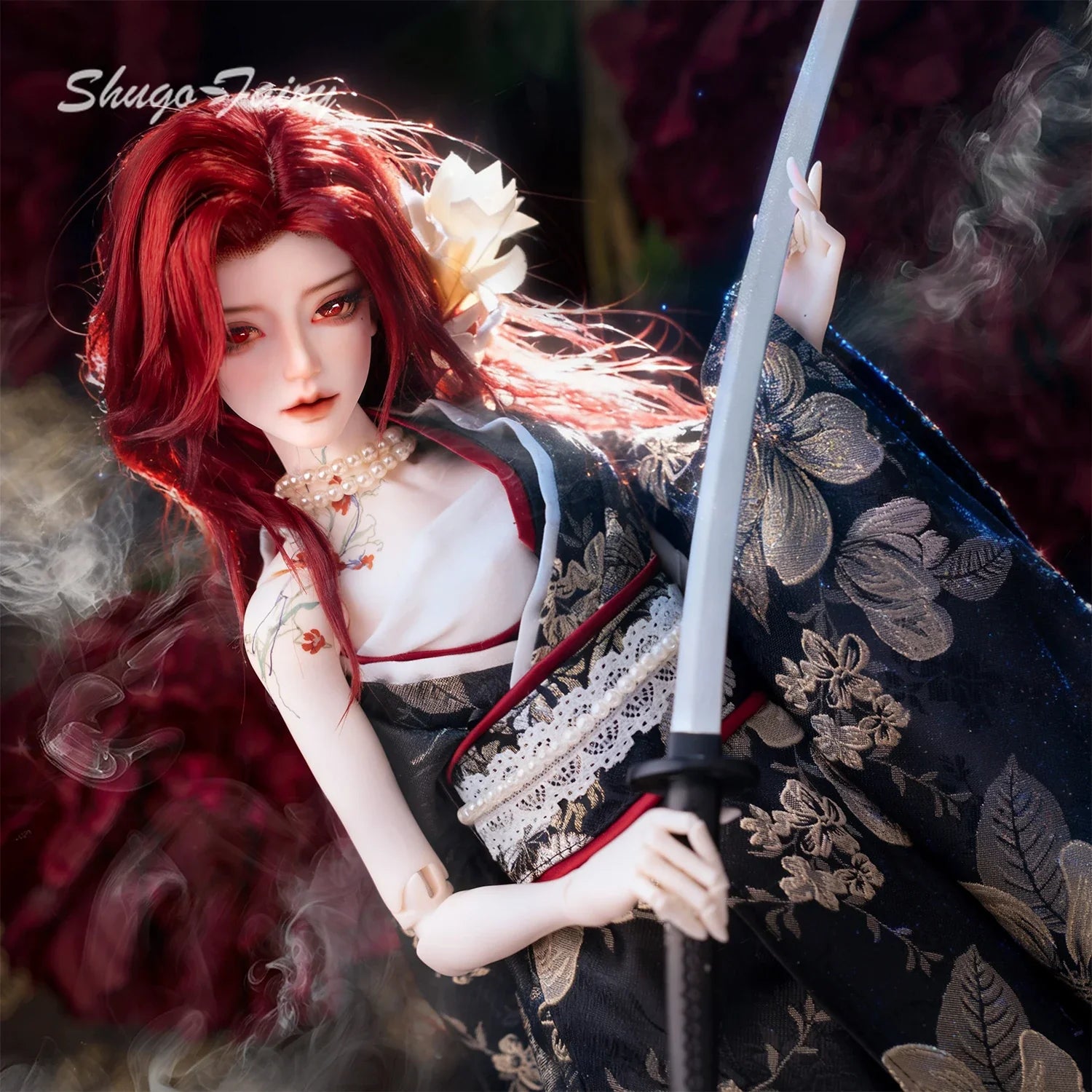 BJD Doll 1/3 Zhihui Fullset B Japanese Kimono Style The Boss Lady Underworld Shuga Fairy Resin Figure with Appliqués