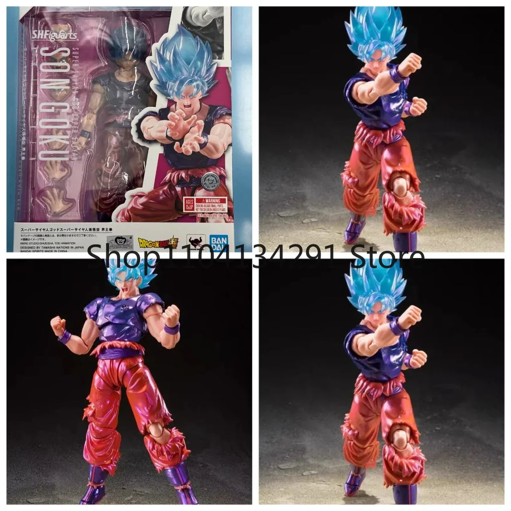 Authentic Bandai SHF Soul Limited Edition Super Blue Son Goku Kaioken Super Saiyan Birthday Gift Collectible Figure Toy
