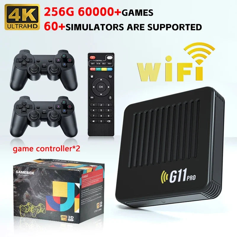 G11 Pro Built-in 60000 Games Super Console 4K HD 2.4G Wireless Gamepad 128GB 256GB Wireless Controller Emuelec 4.3 Dual System