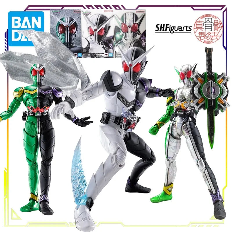 BANDAI Original S.H.Figuarts True Bone Carving Kamen Rider W Series Ultimate Wind Ace\fang Joker  Anime Action Figure Model Toys