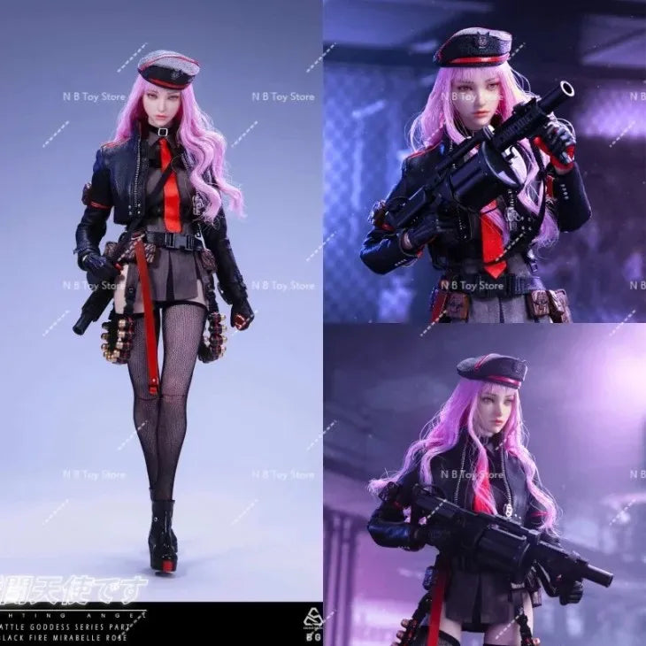 In Stock POPTOYS BG-001 1/6 Scale Female Soldier Battle Angel Black Fire Mirabelle Rose Movaball Eyes 12” Full Set Action Figure