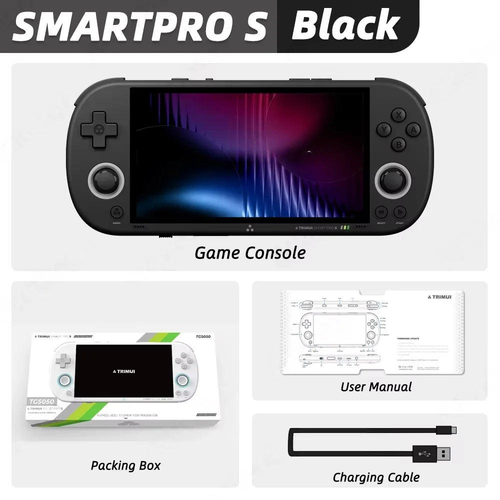 Trimui Smart Pro S Handheld Game Console 4.96'' IPS Screen Linux System Joystick RGB Lighting Retro Video Game Smartpros Gifts