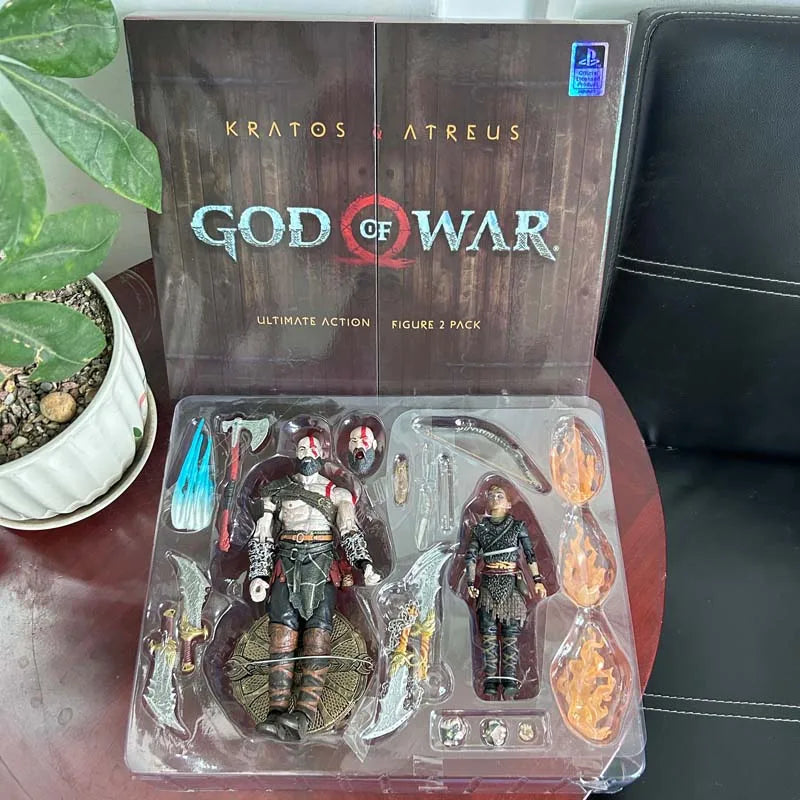 NECA God of War Action Figure Kratos Atreus Ghost of Sparta with Axe Sword Shield Bow and Arrow Model Toys Collection Gift