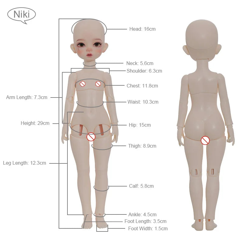 JOYBJD Niki BJD Doll 1/6 Fullset 29cm Anime Figure Style Resin Toy DIY Gift