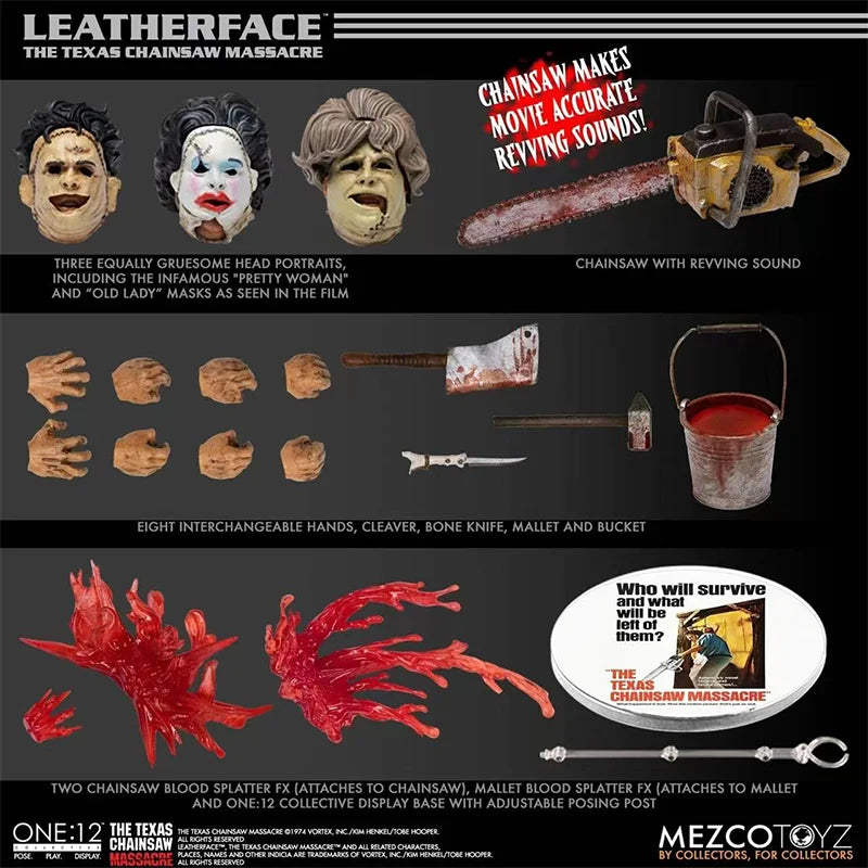 Original MEZCO ONE:12 LEATHERFACE Chainsaw Massacre Action Collectible Model Assemble Toys Gift