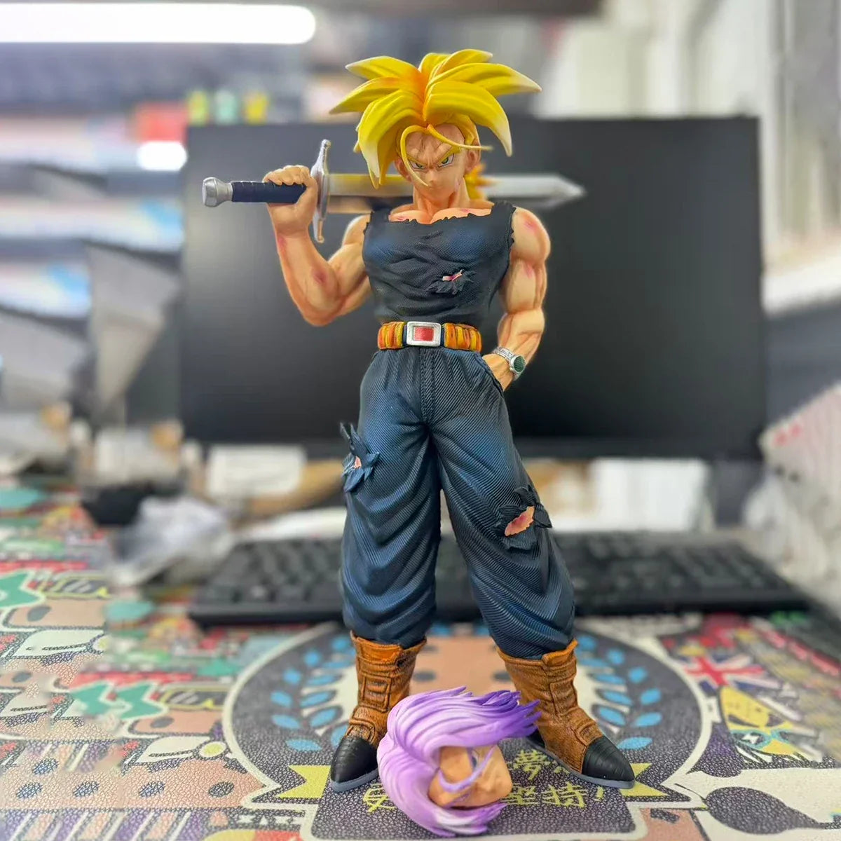 32.5cm/12.8inch Dragon Ball Z Trunks Figure Replace Heads Future Trunks Super Saiyan Action Figures Collection Mode Toys Gifts
