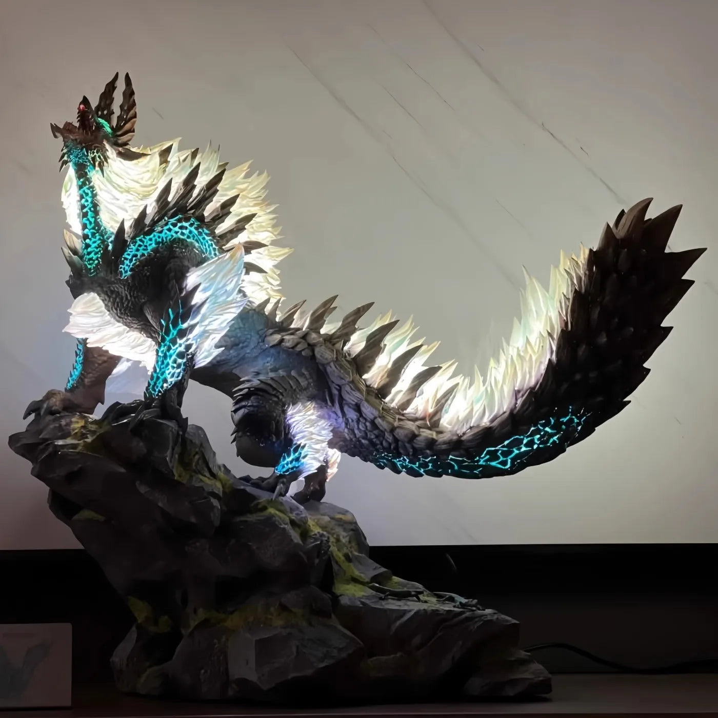 28cm Monster Hunter World Zinogre game Figure Model Statue Boys Collection Desktop Decoration Ornament lights Toys gifts