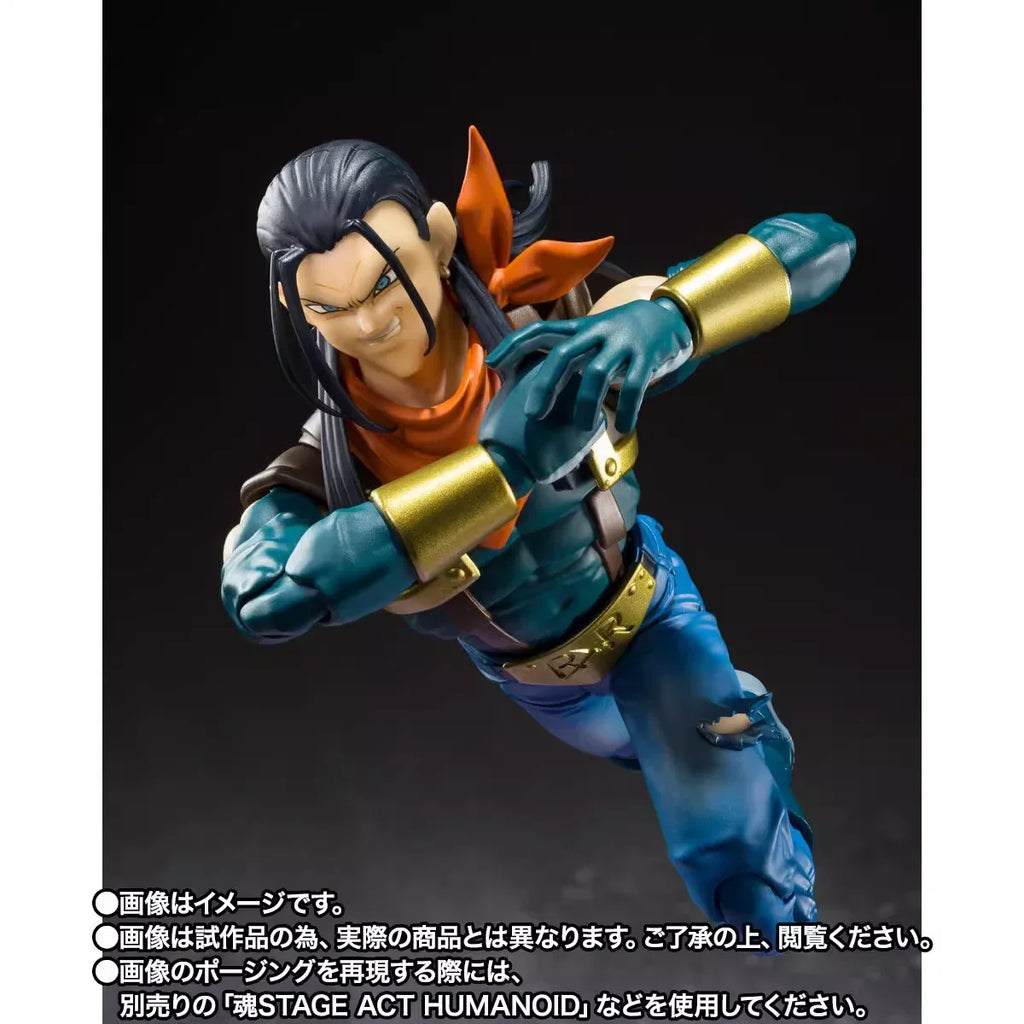 Original S.H.Figuarts Dragon Ball GT Super Android 17 Anime Figure Toy BANDAI Genuine PVC Model Collection Action Figurine Gift