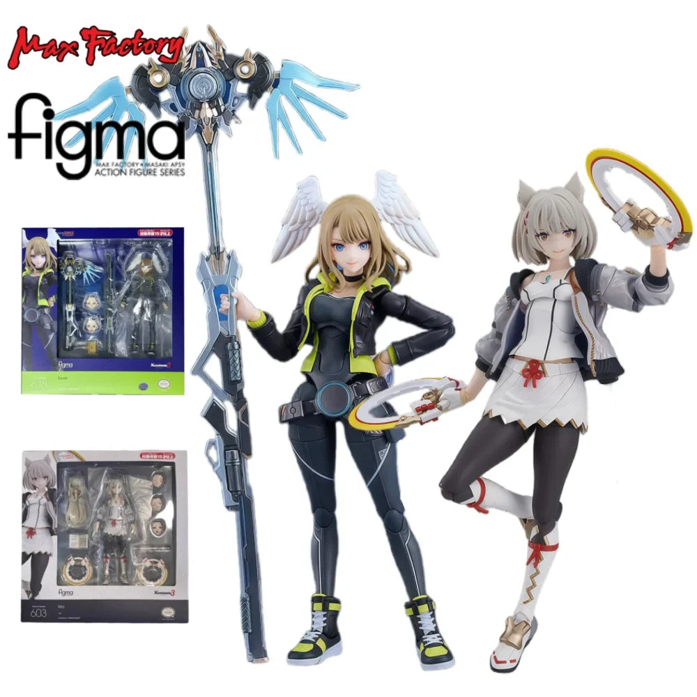 Max Factory Figma 635-Eunie / 603-Mio Anime Action Figure Model Kit Highly Detailed Gift for Collector & Fans Multi-accessory