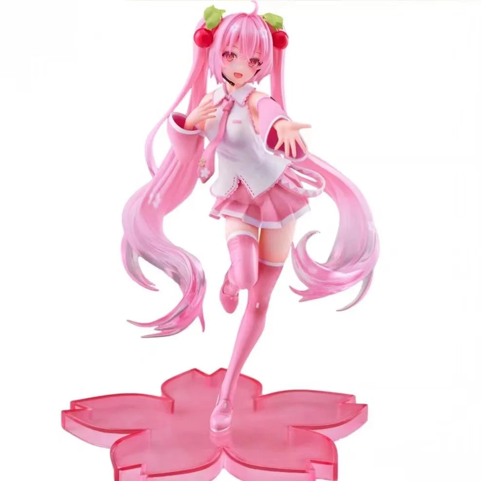 21CM 2024 Anime Virtual singer Hatsune Miku pink sakura Fairy Tale Wonderland Kawaii Figure PVC Model Toys Doll Gifts