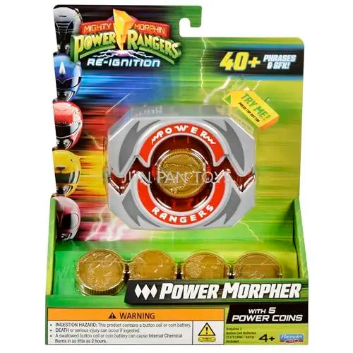 Original Mighty Morphin Power Rangers Re-Ignition Power Morpher with 5 Power Coins Kids Roleplay Boy Toys Lights Over 40+ Sounds