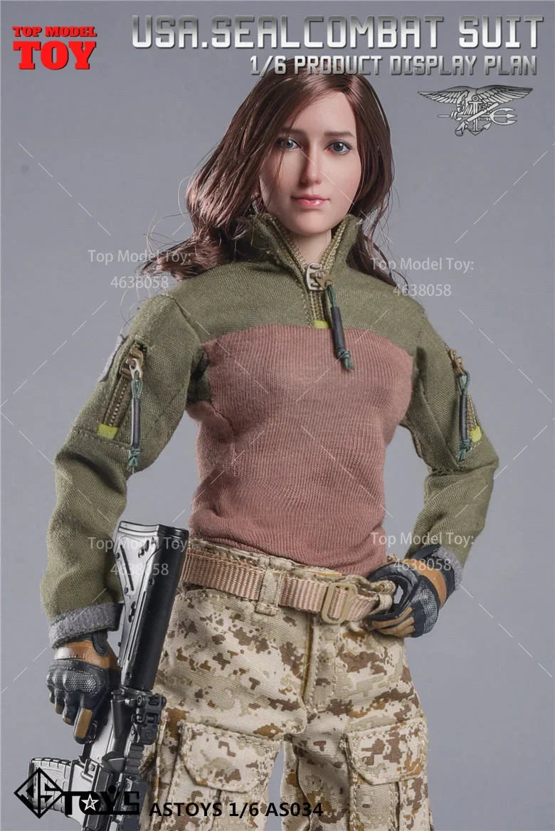 ASTOYS AS034 1/6 Scale U.S. Navy Camouflage Combat Uniform Suit Clothes Model Fit 12" Female Soldier Action Figure Body Dolls