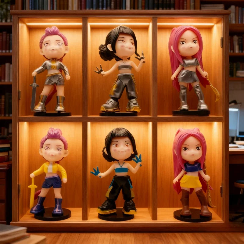 HOT SALE 6pcs/Set Q Version K pop Demon Hunters Action Figure Toy Rumi Mira Zoey Figurine Decor Doll for Fans Christmas Gifts