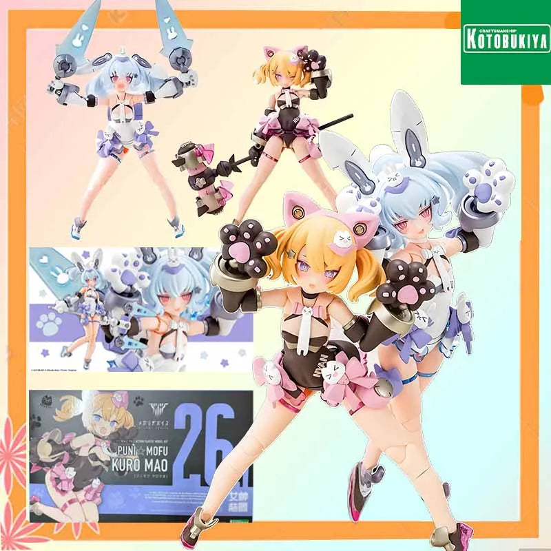 High quality Kotobukiya Original MEGAMI DEVICE PUNI MOFU KURO MAO Anime Action Figure Assembly Model Toys Collectible Model