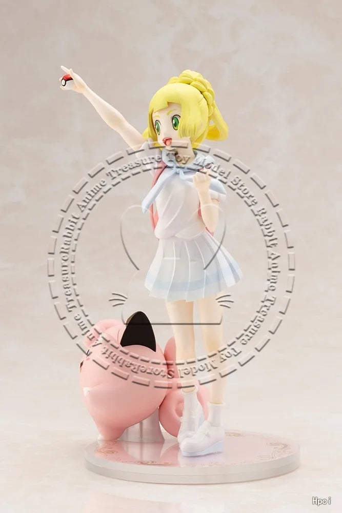 In Stock Original Genuine Kotobukiya Statue Pokemon Sun&Moon Lillie&Pikachu 1/8 Scale Anime Collectible Gift