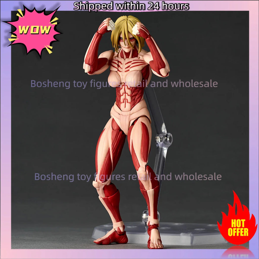 Original Kaiyodo Attack on Titan Amazing Yamaguchi Revoltech NR068 Female Titan Annie Leonhart In Stock Figures Model Toys