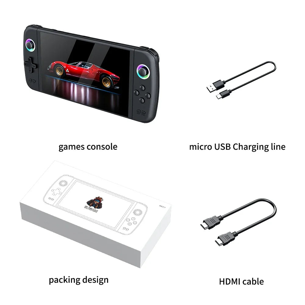 M27 Portable Pocket Retro Handheld Video Game Console 1024*600 Display 7.0 Inch Screen Gaming ﻿Support LINUX Emelec 64G/128G
