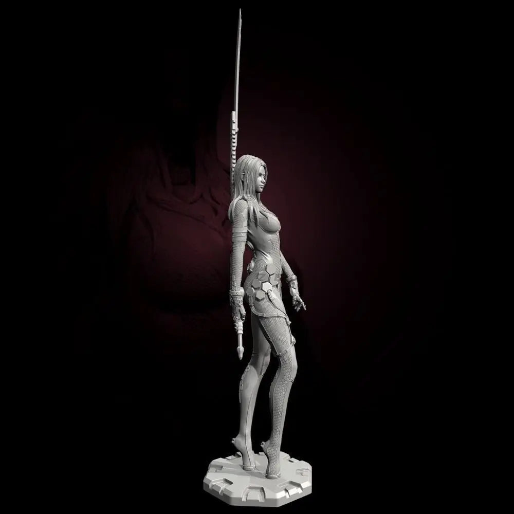 50mm 75mm 85mm Lady Swordsman Resin White Model 3D Printed DIY Self-assembly Unassembled and Uncolored Figurines Miniatures