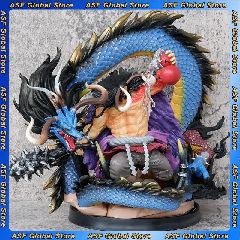 30cm New One Piece Anime Figure Kaidou Peripheral Model Scene Statue Desktop Decoration Ornaments Kids Birthday Gifts Toys