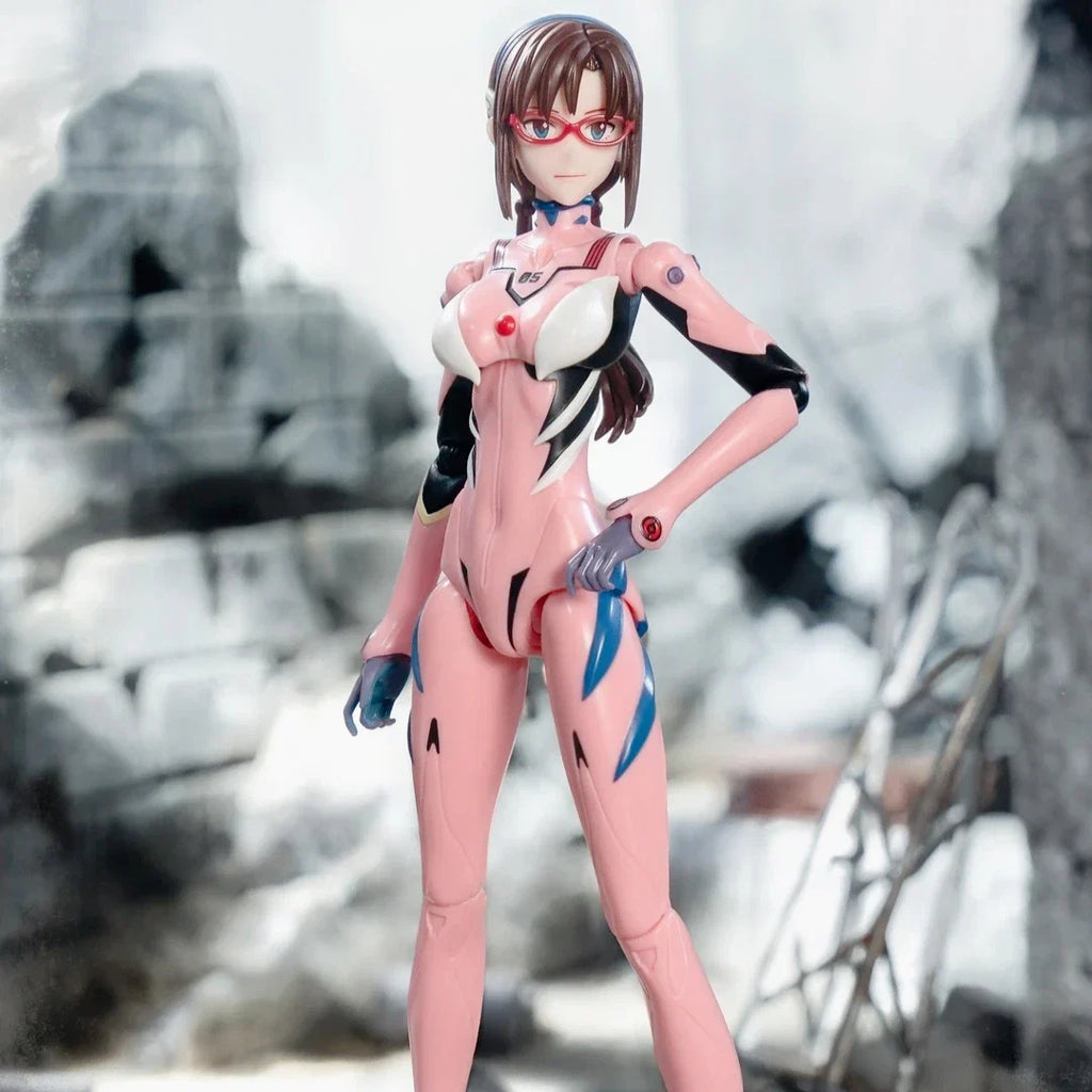 BLOKEES Neon Genesis Evangelion EVA Makinami Mari Illustrious Ayanami Rei Figurine Movable Model Collection Toys Desktop Decor