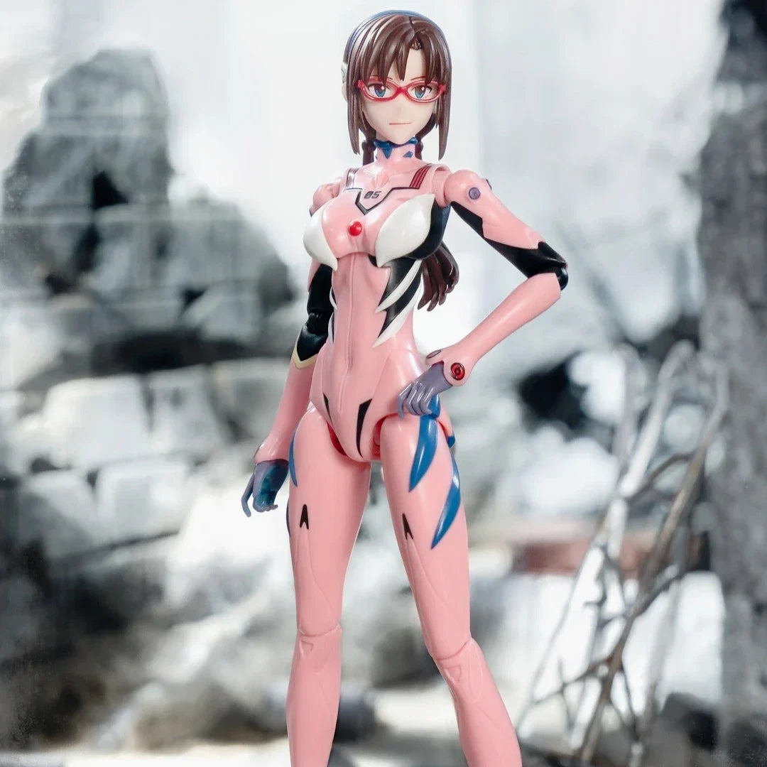 BLOKEES Neon Genesis Evangelion EVA Makinami Mari Illustrious Ayanami Rei Figurine Movable Model Collection Toys Desktop Decor